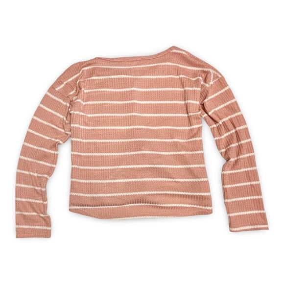 Tilly’s White Fawn Pink Waffle Knit Cropped Cardigan Junior L Tie Front - Picture 2 of 10